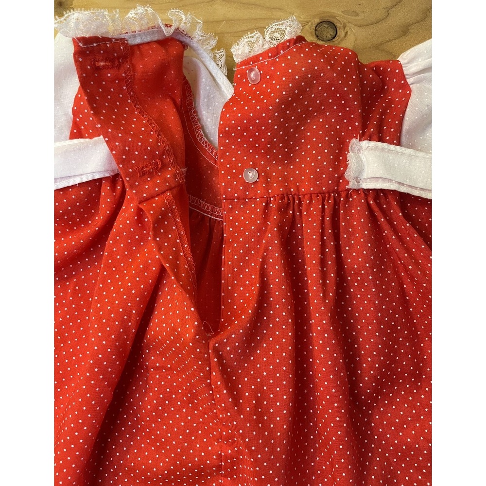 Vintage Cutest One Brand Infant 12M Frilly Ruffle Lace Party Dress Puff Sleeves - Picture 3 of 7